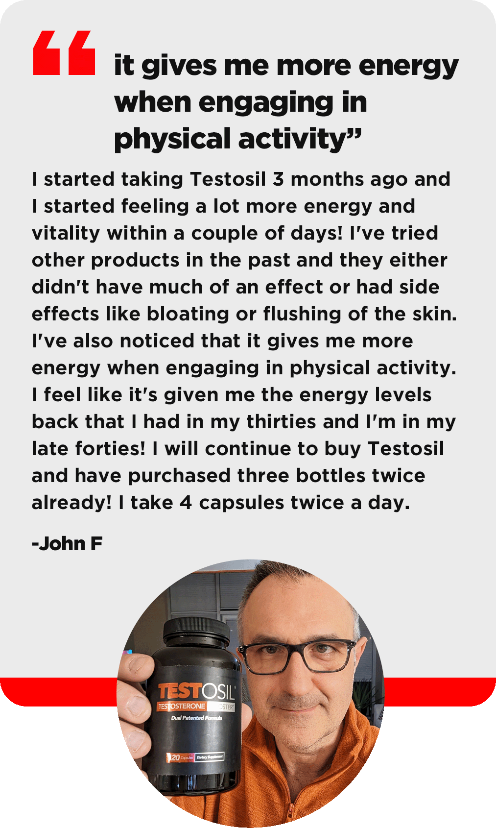 John F's Testosil Experience - Real Customer Feedback